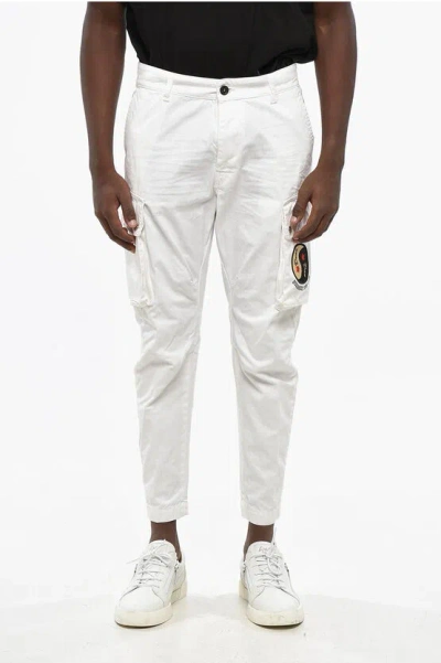 Dsquared2 Solid Color Sexy Cargo Fit Pants With Contrasting Patch In Red