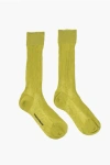 Dsquared2 Solid Color Silk Long Socks In Green