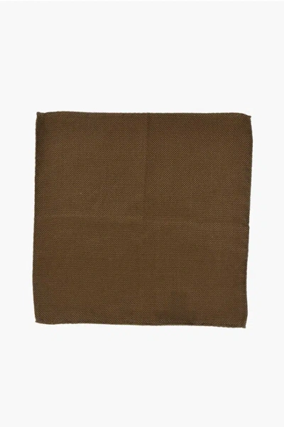 Dsquared2 Solid Color Silk Pocket Square With Micro Patterns In Green