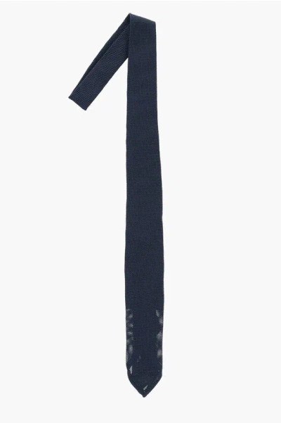 Dsquared2 Solid Color Silk Tie In Blue