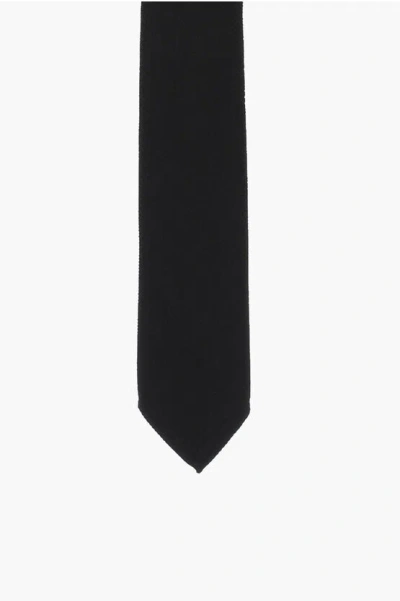 Dsquared2 Solid Color Silk Tie With Micro Patterns