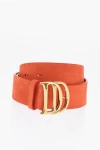 Dsquared2 Solid Color Suede Belt With Golden Dd Buckle 40mm