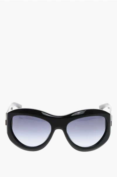 Dsquared2 Solid Color Sunglasses With Round Design In Black