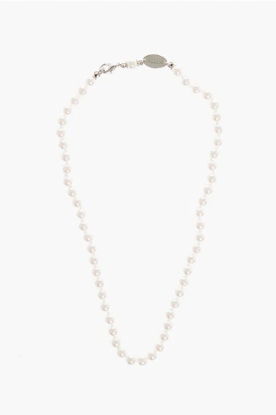 Dsquared2 Solid Color Swarovski Pearls And Metal Necklace
