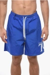 Dsquared2 Solid Color Swim Shorts With Monogram In Blue