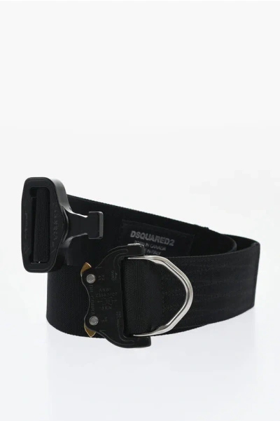 Dsquared2 Solid Color Technical Fabric Belt 45mm In Black