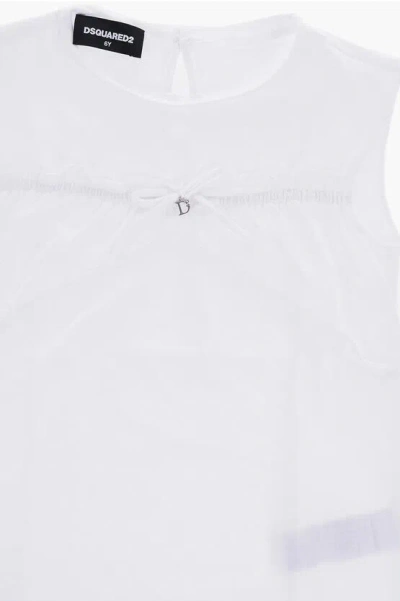 Dsquared2 Solid Color Top With D-shaped Pendant In White