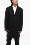 Dsquared2 Solid Color Virgin Wool Blend Single-breasted Coat In Black