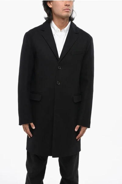 Dsquared2 Solid Color Virgin Wool Blend Single-breasted Coat In Black