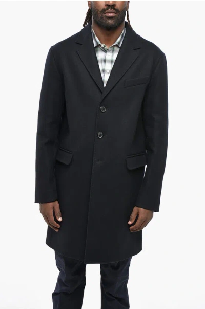 Dsquared2 Solid Color Virgin Wool Blend Single-breasted Coat In Black