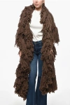 Dsquared2 Solid Color Wool Maxi Scarf With Fringes