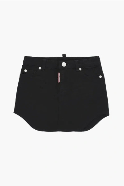 Dsquared2 Solid-colored Skirt With Asymmetrical Hem In Black