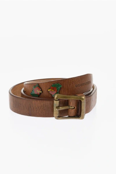 Dsquared2 Solid-colour Leather Belt 30mm In Brown