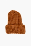 Dsquared2 Solid Cotton Knit Beanie In Brown