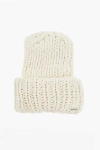 Dsquared2 Solid Cotton Knitted Beanie In Neutral