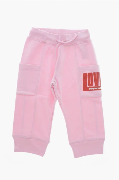 Dsquared2 Solid-color Joggers With Love Dsquared Print In Pink