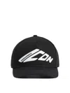 Dsquared2 Black Baseball Cap With Maxi Print On The Front And Logo Lettering On The Rear In Cotton Man In Negro