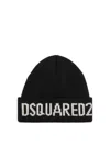 Dsquared2 Black Wool Knitted Hat In Black