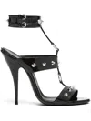 Dsquared2 High-gloss Black Sandals With Silver Stud Accents In Black