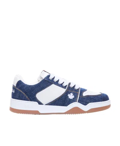 Dsquared2 Spiker Denim-panelled Sneakers In White