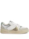 Dsquared2 Embroidered Metallic Perforated Sneakers In White