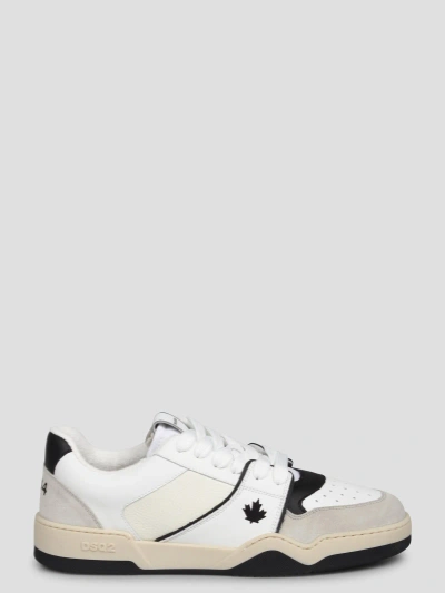 Dsquared2 Spiker Leather Sneakers In White