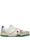 Dsquared2 Distressed Maple Leaf Panelled Sneakers In Bianco+rosso+verde