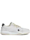 Dsquared2 Spiker Leather Sneakers In Bianco Sporco+argento+nero
