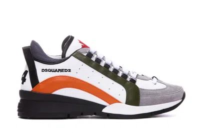 Dsquared2 Spiker Sneakers In Bianco/arancione