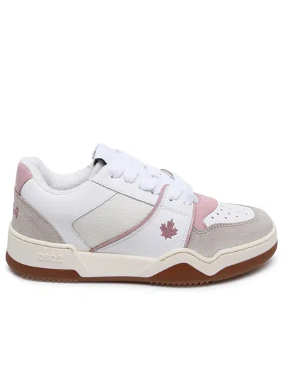 Dsquared2 Spike Sneaker In White Leather