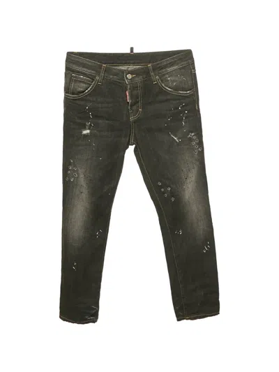 Pre-owned Dsquared2 Splash-detail Low-waist Jeans In Gray