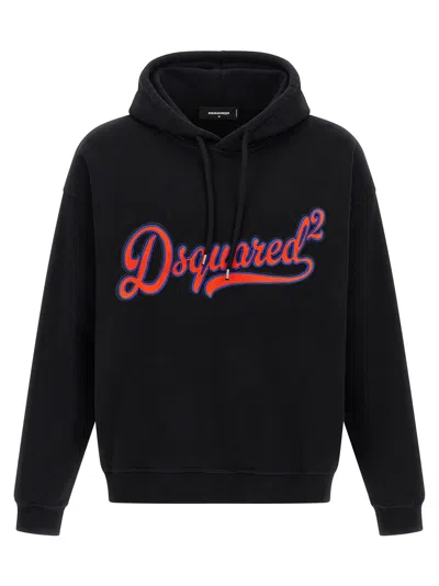 Dsquared2 Sponge Patch Hoodie In Black