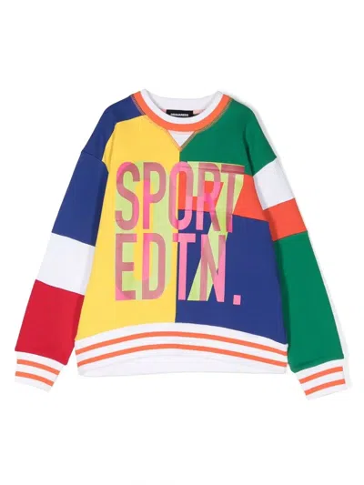 Dsquared2 Kids' Sport Edtn. Colour-block Sweatshirt In Green