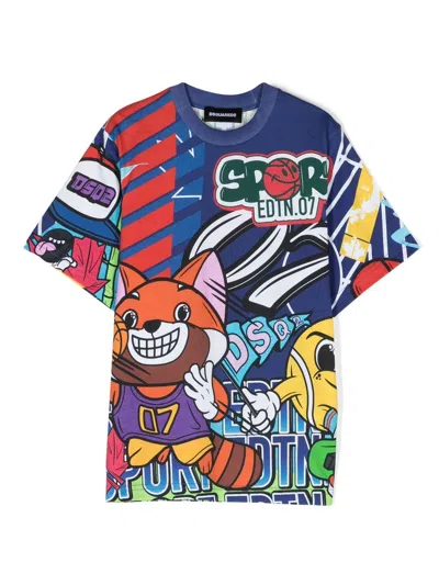 Dsquared2 D2kids Sport Edtn.07 Slouch T-shirt In Fantasy