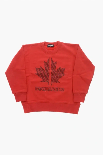 Dsquared2 Sport Edtn.08 Cotton Crewneck Sweatshirt Slouch Fit With Emb In Red