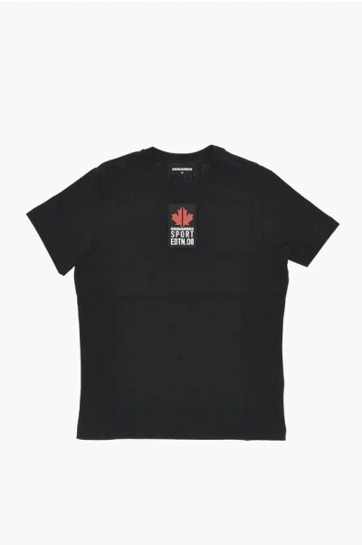 Dsquared2 Sport Edtn.08 Cotton Crewneck T-shirt Relax Fit With Embosse In Orange