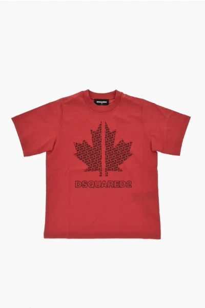 Dsquared2 Sport Edtn.08 Slouch-fit Crewneck T-shirt With Embossed Logo In Red