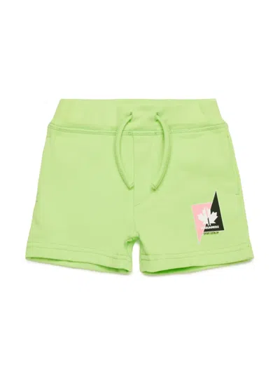 Dsquared2 Babies' Sport Edtn.09 Cotton Shorts In Green