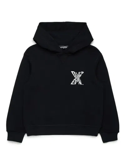 Dsquared2 Kids' Sport Edtn.09 Logo-print Hoodie In Black