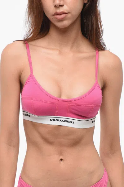 Dsquared2 Sports Bra With Logo Band In Pink