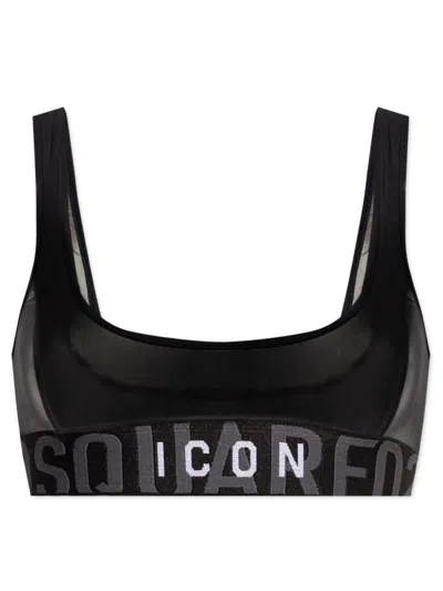 Dsquared2 Icon-motif Bandeau Sports Bra In Black
