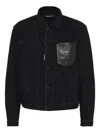 Dsquared2 Black Jacket With Classic Collar And Embossed Logo On The Front In Denim Man In Black