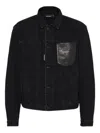 Dsquared2 Black Jacket With Classic Collar And Embossed Logo On The Front In Denim Man In Black