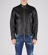Dsquared2 Man Jacket Black Size 40 Ovine Leather In Black
