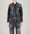 Dsquared2 Vintage Effect Denim Jacket With Logoed Buttons In Black