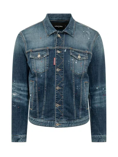 Dsquared2 Sporty Jacket With Buttons For Ss26 In Blue