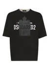Dsquared2 Loose Fit Black T-shirt With Spray-dyed Finish And Bold Print