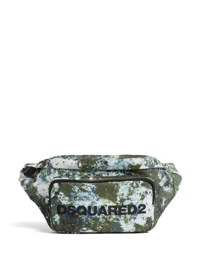 Dsquared2 Spray-paint Belt Bag In Green