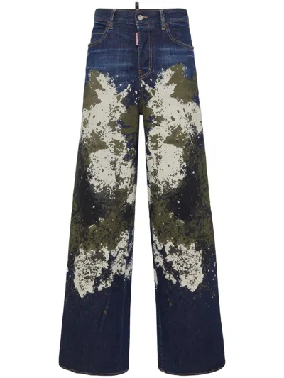 Dsquared2 Spray Paint-print Jeans In Blue