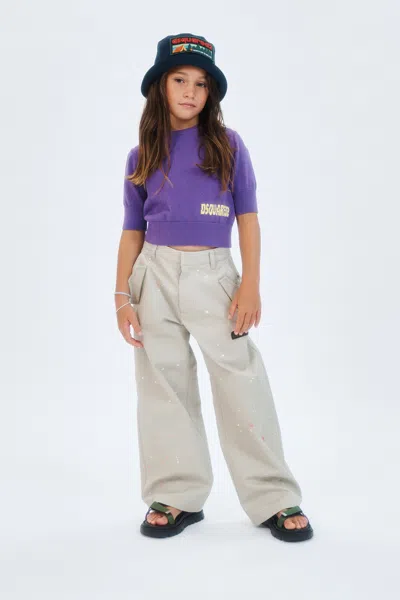 Dsquared2 Kids' Sprayed-effect Trousers In Neutral